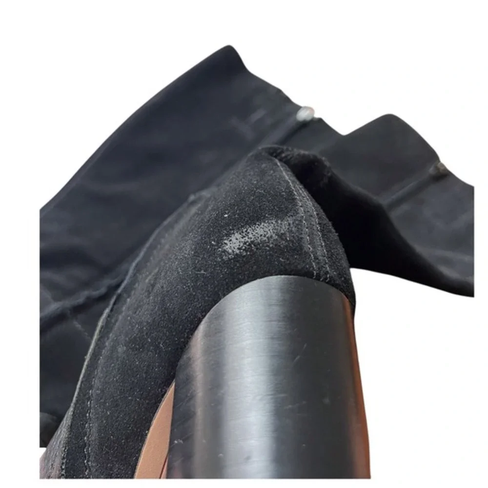 Dolce Vita Fynn Black Suede Crocodile Embossed Leather‎ Heeled Tall Boot Size 6